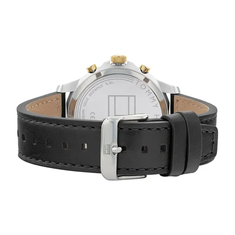 Tommy Hilfiger Henry Chronograph Black Leather Men's Watch- 1710474